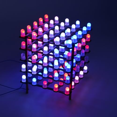 Treedix Led Cube Light DIY Kit 5mm RGB LED Light Board Squared LED Digital Individually Addressable 5X5X5 Electronic for Teenagers Learning Compatible with Arduino and Raspberry Pi