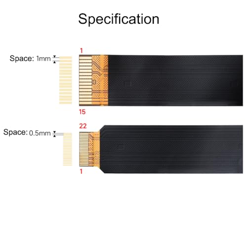 Treedix 2pcs DSI FPC Flexible Cable 22 Pin to 15 Pin Compatible with Raspberry Pi 5 for DSI Display Screens (300mm)