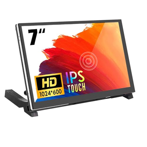 Treedix 7-Zoll-Touchscreen-Monitor 1024 × 600 HDMI IPS LCD Tragbares Touchscreen-Displaypanel Kompatibel mit Raspberry Pi 5 4B 3B+, Jestin Nano, unterstützt Win10/8/7