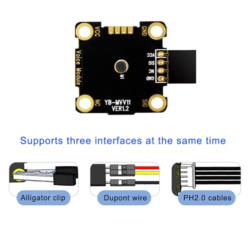 Treedix 3,3 V/5 V Tonsensor-Detektormodul, 3 Arten von Verbindungen, kompatibel mit Microbit, UNO-Lautstärkeerkennung, Erkennung von Stm32-Mikrofon für Tonschalter, Musikspektrum