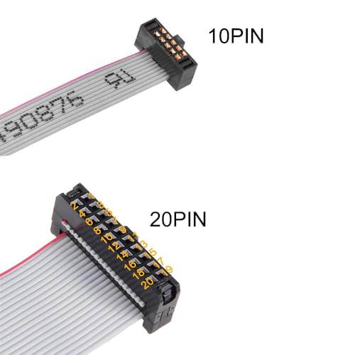 Treedix JTAG (2x10 2.54mm) から SWD (2x5 1.27mm) へのアダプタ ボード ブレークアウト ボード JTAG デバッグ ボード、IDC リボン コネクタ付き フラット リボン ケーブル メスからメス 長さ 200mm/7.87 インチ
