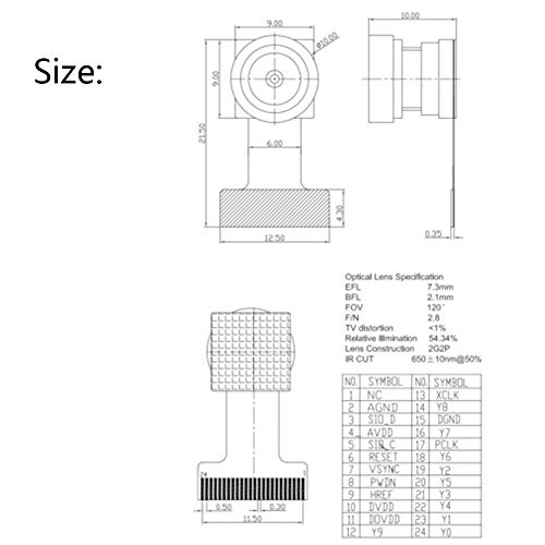 Modulo fotocamera Treedix OV2640, grandangolo 140 gradi, CMOS 2MP, mini modulo fotocamera