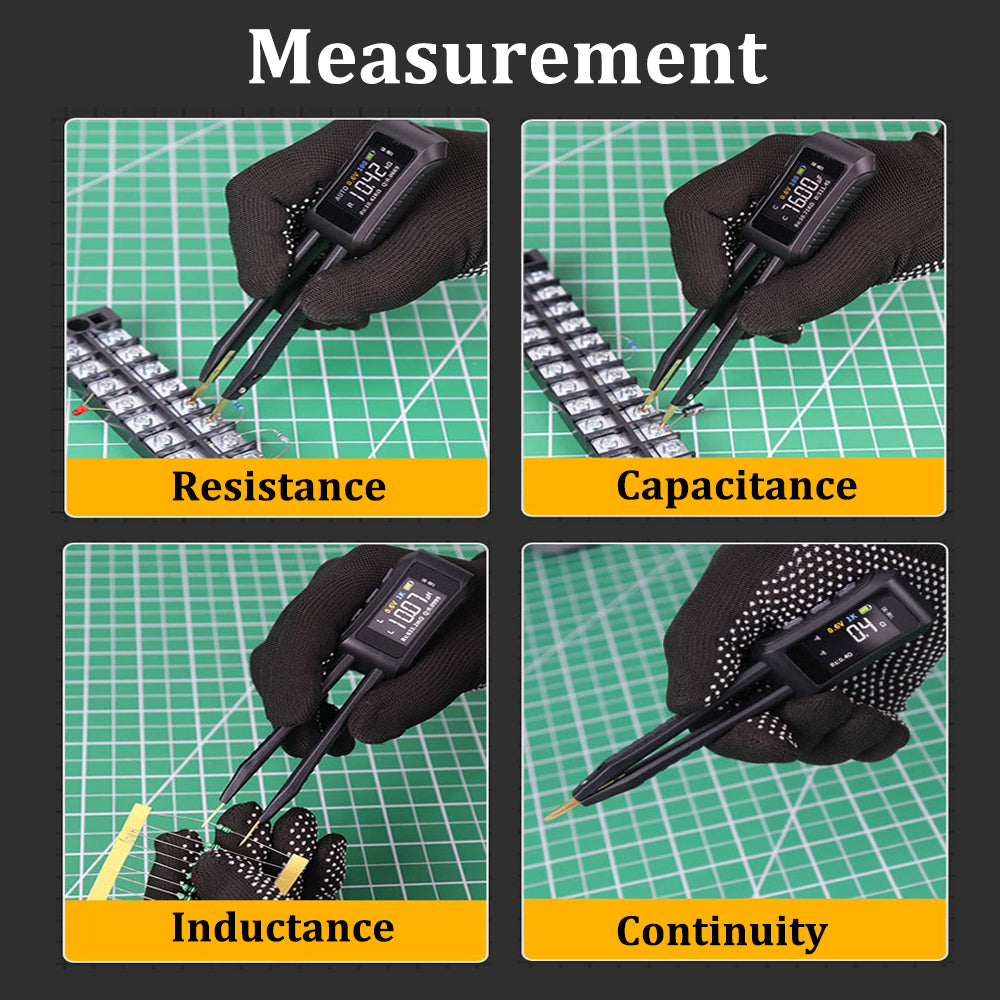 Treedix Mini Smart Pinzetten-LCR-Meter/ESR-Messgerät, Mini Smart SMD-Tester zur automatischen Identifizierung von Widerständen/Kondensatoren/Induktivitäten/Dioden/Spannung/Frequenz, LCR-Meter Pinzette misst Frequenzen von 100Hz/1KHz/10KHz