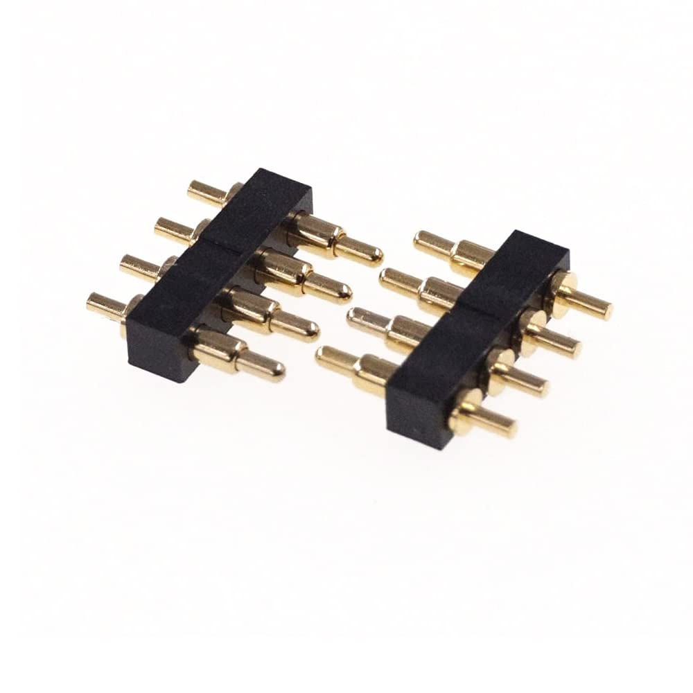 Treedix 10 Stück vergoldete gefederte Pogo-Pins mit Fingerhut, 7,5 mm langer Stift, männlicher Feder-Pogopin-Header, Zielanschluss, Durchgangshalterung für PCB