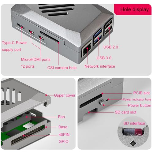 Treedix ABS 保护套适用于树莓派 5 PWM 速度控制冷却风扇,兼容 Raspberry Pi