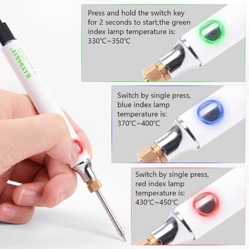 Treedix Kabelloses Lötkolben-Set, Mini-USB-Lötkolbenstift, 5 V, 8 W, USB-Ladegerät, Lötwerkzeug, schnell aufheizender Kern, einstellbare Temperatur, Lötwerkzeug mit Lötständer für Elektronik, Heimwerker