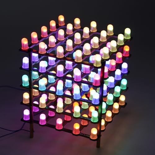 Treedix LED 立方体灯 DIY 套件 5 毫米 RGB LED 灯板 方形 LED 数字独立寻址 5X5X5 电子 适合青少年学习 兼容 Arduino 和 Raspberry Pi