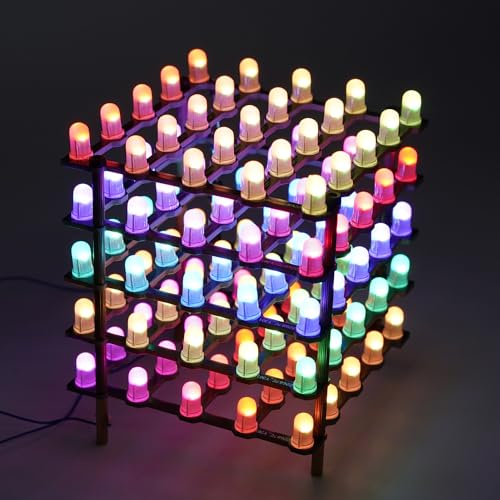 Treedix Led Cube Light DIY Kit 5mm RGB LED Light Board Squared LED Digital Individually Addressable 5X5X5 Electronic for Teenagers Learning Compatible with Arduino and Raspberry Pi