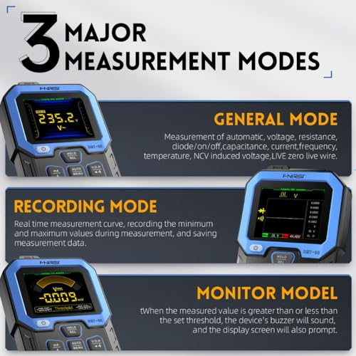 2,4-Zoll-TFT-Digitalmultimeter, berührungsloser TRMS-Spannungstester mit 10.000 Zählungen, schnelle Messung von Spannung, Diode, Widerstand, Temperatur, Strom, Arbeitszyklus, Kapazität, Frequenz, NCV, LIVE