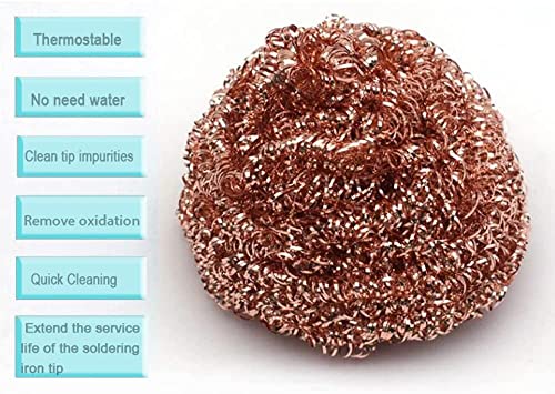 Treedix Soldering Iron Tip Cleaner, Solder Tip Cleaner, Solder Tip Cleaning Wire with Brass Wool, Solder Cleaner Accessories 2Pcs Cleaning Ball and one Base, Solder Tip kit with Soft Brass Wire