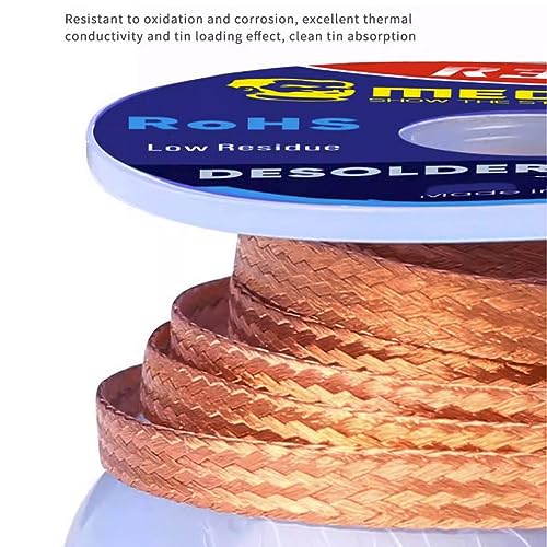 Treedix Solder Wick Braid with Flux Super 5ft Length 1mm Width Desoldering Wick Braid Remover Tool Solder Sucker No-Clean Soldering Wick Wire Roll and Disassemble Electrical Components (1mm)