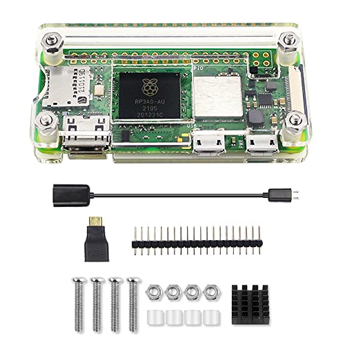 Treedix Acrylic Case with Heat Sink MicoUSB Cable Pin Header +HDMI Adapter Compatible with Raspberry pi Zero 2w