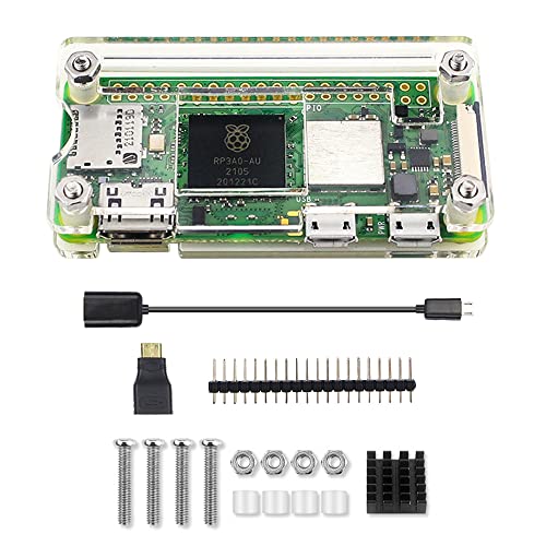 Treedix Acrylgehäuse mit Kühlkörper, MicoUSB-Kabel, Pin-Header + HDMI-Adapter, kompatibel mit Raspberry Pi Zero 2 W