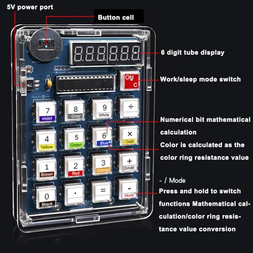 Treedix Calculator Soldering Practice Kit 2 Power Supply Modes 6 Digit Precision DIY Electronic Kits with LCD Display for College and High School Students Practice Learning