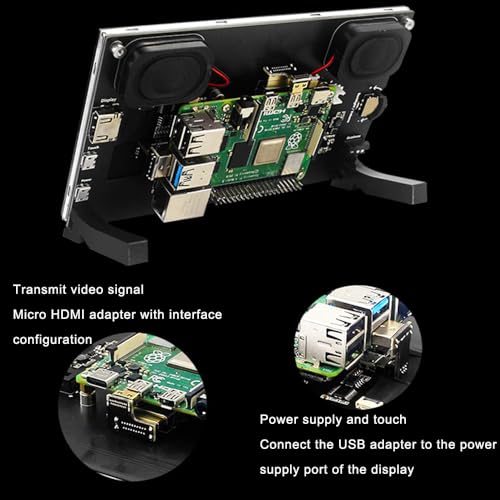 Treedix 7-Zoll-Touchscreen-Monitor 1024 × 600 HDMI IPS LCD Tragbares Touchscreen-Displaypanel Kompatibel mit Raspberry Pi 5 4B 3B+, Jestin Nano, unterstützt Win10/8/7