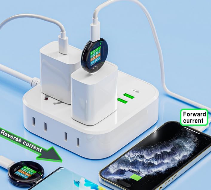Treedix USB C Leistungsmesser-Tester Typ C PD3.1 600 W DC 4,5 ~ 50 V/0 ~ 6 A USB-Stromspannungsmesser Farb-IPS automatisch drehbarer Bildschirm LCD-Digitalmultimeter Touch-to-Switch-Schnittstelle