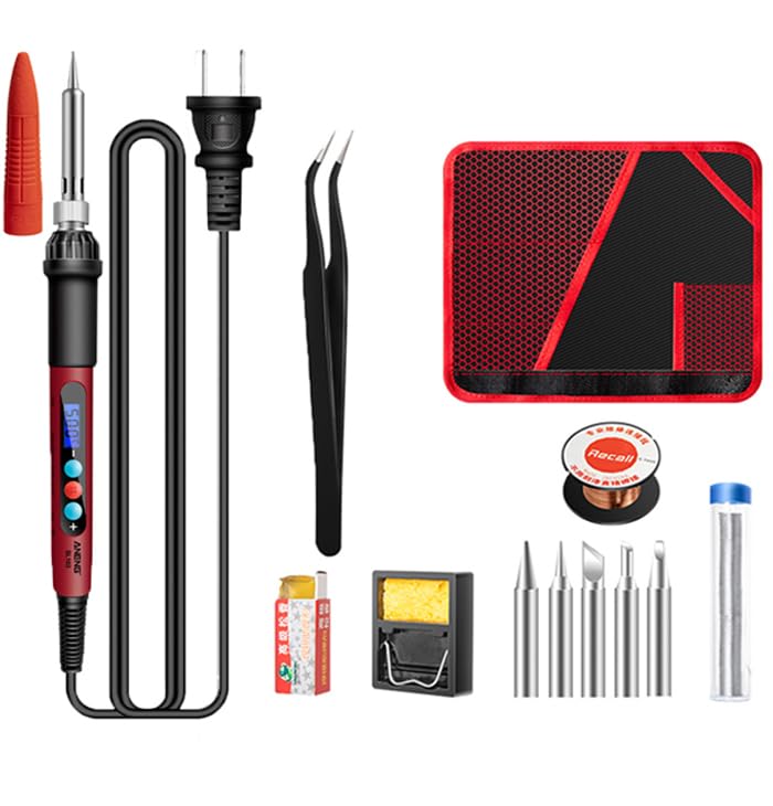 60W Electronics Soldering Iron Kit, 9-in-1 Soldering Gun, LCD Digital Adjustable Temperature Soldering Kit 180-500℃, Fast Heating Thermostatic Design Soldering Tool for Electric, DIY Welding