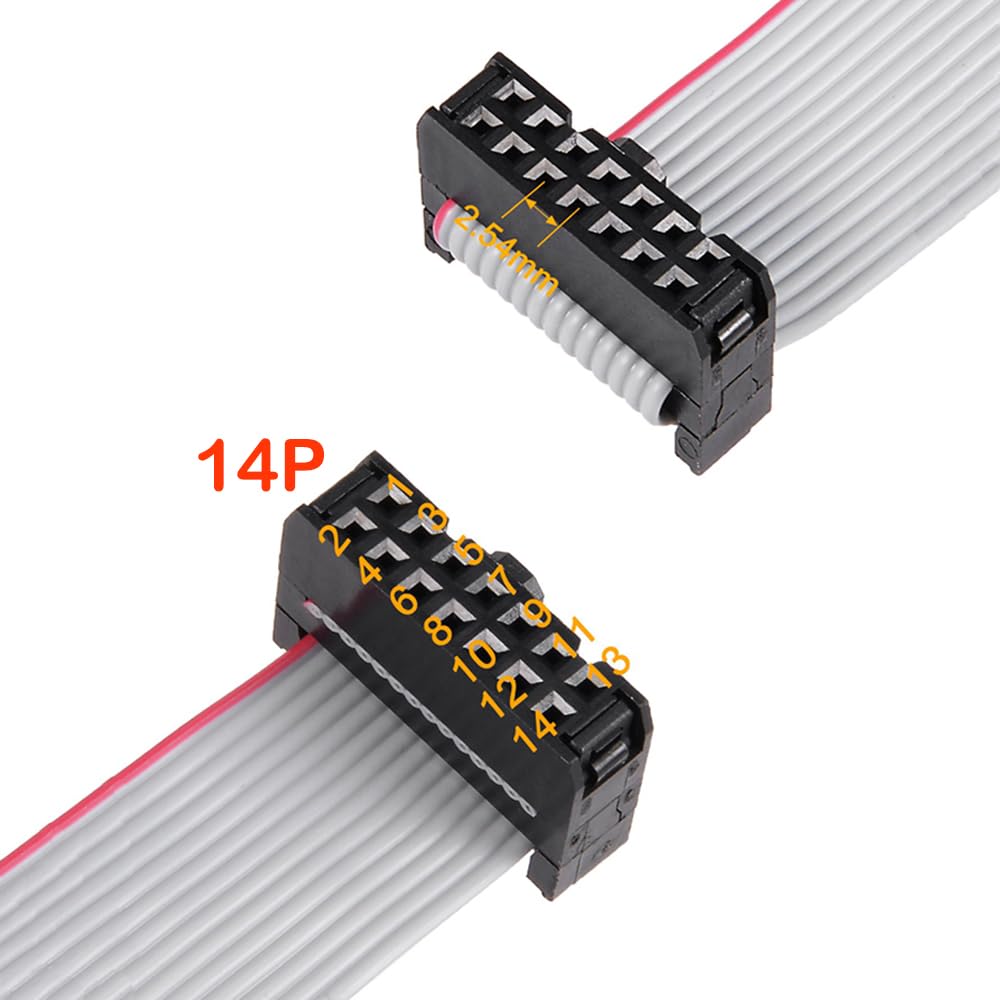 Treedix JTAG Breakout Board Adapter Board 2x7 pin 2.54mm JTAG to 2x5 0.05" SWD Adapter with IDC Ribbon Connector Flat Ribbon Cable Female to Female Length 200mm/7.87in