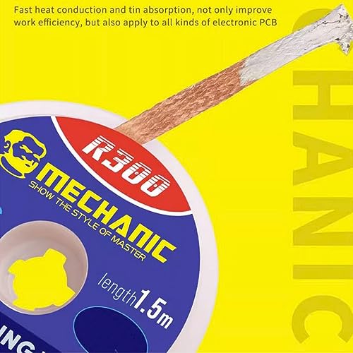 Treedix Solder Wick Braid with Flux Super 5ft Length 1mm Width Desoldering Wick Braid Remover Tool Solder Sucker No-Clean Soldering Wick Wire Roll and Disassemble Electrical Components (1mm)
