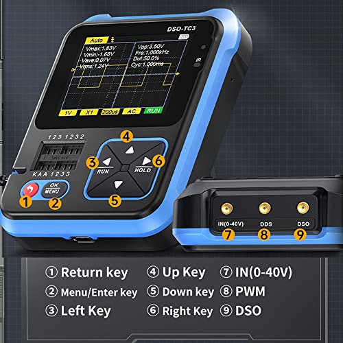 Treedix DSO-TC3 3 in 1 Handheld Digital Oscilloscope LCR Transistor Tester DIY Detection Kit, PWM Signal Generator, with Integrated Hidden Stand