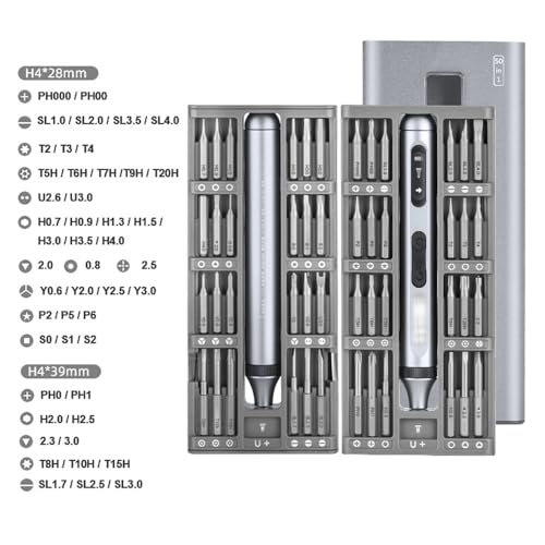 Treedix 50 in 1 Mini Electric Screwdriver Cordless Max 3.5N.m Small Precision Screwdriver Set with 48Pcs in two Screwdriver Bits lengths,tweezer,crowbar, Compatible for Electronics Repair,Phone,PC