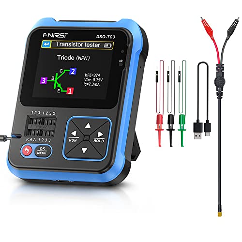 Treedix DSO-TC3 3-in-1-Hand-Digitaloszilloskop, LCR-Transistortester, DIY-Erkennungskit, PWM-Signalgenerator, mit integriertem verstecktem Ständer