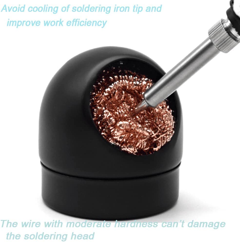 Treedix Soldering Iron Tip Cleaner, Solder Tip Cleaner, Solder Tip Cleaning Wire with Brass Wool, Solder Cleaner Accessories 2Pcs Cleaning Ball and one Base, Solder Tip kit with Soft Brass Wire