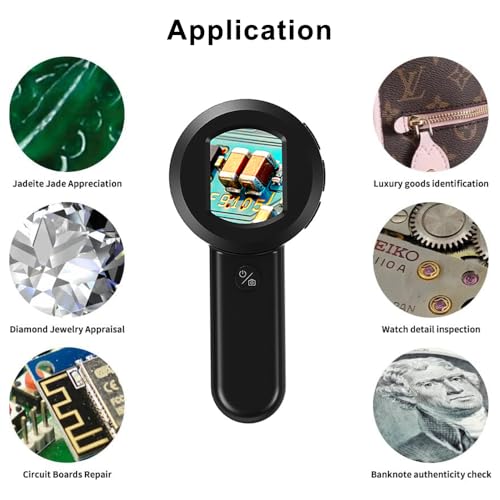 Treedix 100X Digital Magnifier Glass 32GB TF Card Low Vision Aids Portable Electronic Video Magnifier 2inch IPS Screen with Photo Taking,White & Purple Lights for Reading, Repair,Coin Observation