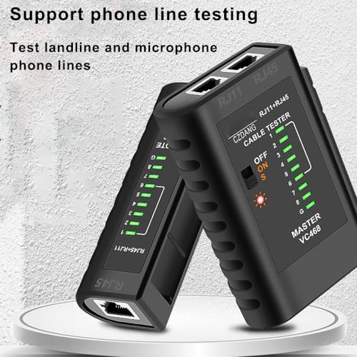Treedix Network Cable Tester Ethernet Cable Tester Tool Continuity Tester with RJ45 RJ11 for CAT5 CAT6 Telephone Line Test (Black)
