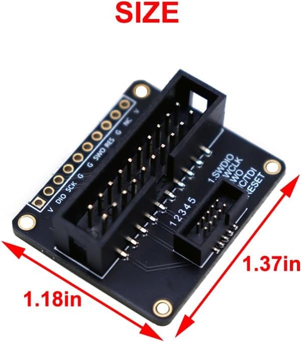 Treedix JTAG (2x10 2.54mm) から SWD (2x5 1.27mm) へのアダプタ ボード ブレークアウト ボード JTAG デバッグ ボード、IDC リボン コネクタ付き フラット リボン ケーブル メスからメス 長さ 200mm/7.87 インチ