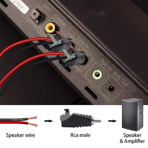 Treedix 10pcs RCA Connector Adapter Speaker Wire to RCA Adapter Converter Speaker Phono RCA Male Jack Plug (Female)