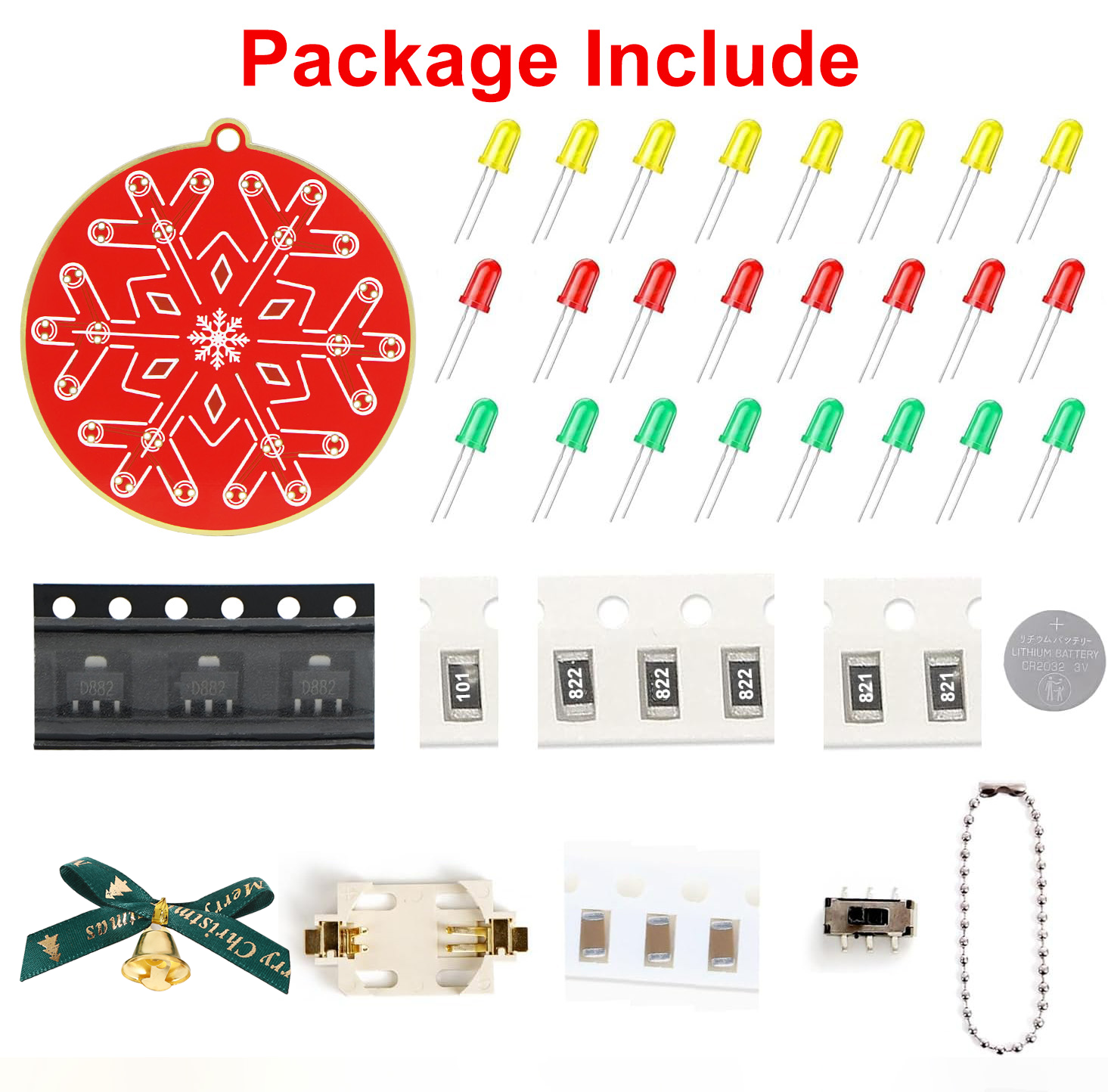 Treedix Christmas Soldering Kit for Beginners: DIY Flashing LED Tree & Snowflake Decoration Soldering Kit，Fun Electronic Project Kit for School and Home Teaching Learning