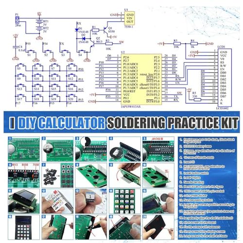 Treedix Calculator Soldering Practice Kit 5 Calculation Functions DIY Electronic Kits with LCD Display for College and High School Students Practice Learning