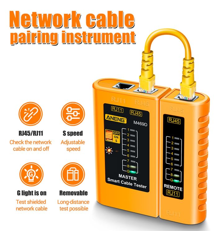 Treedix RJ45 RJ11 Network Cable Tester Ethernet Cable Tester Tool Telephone Line Test Continuity Tester for Cat5/Cat5e/Cat6/Cat6a/Cat7/UTP Ethernet Cable