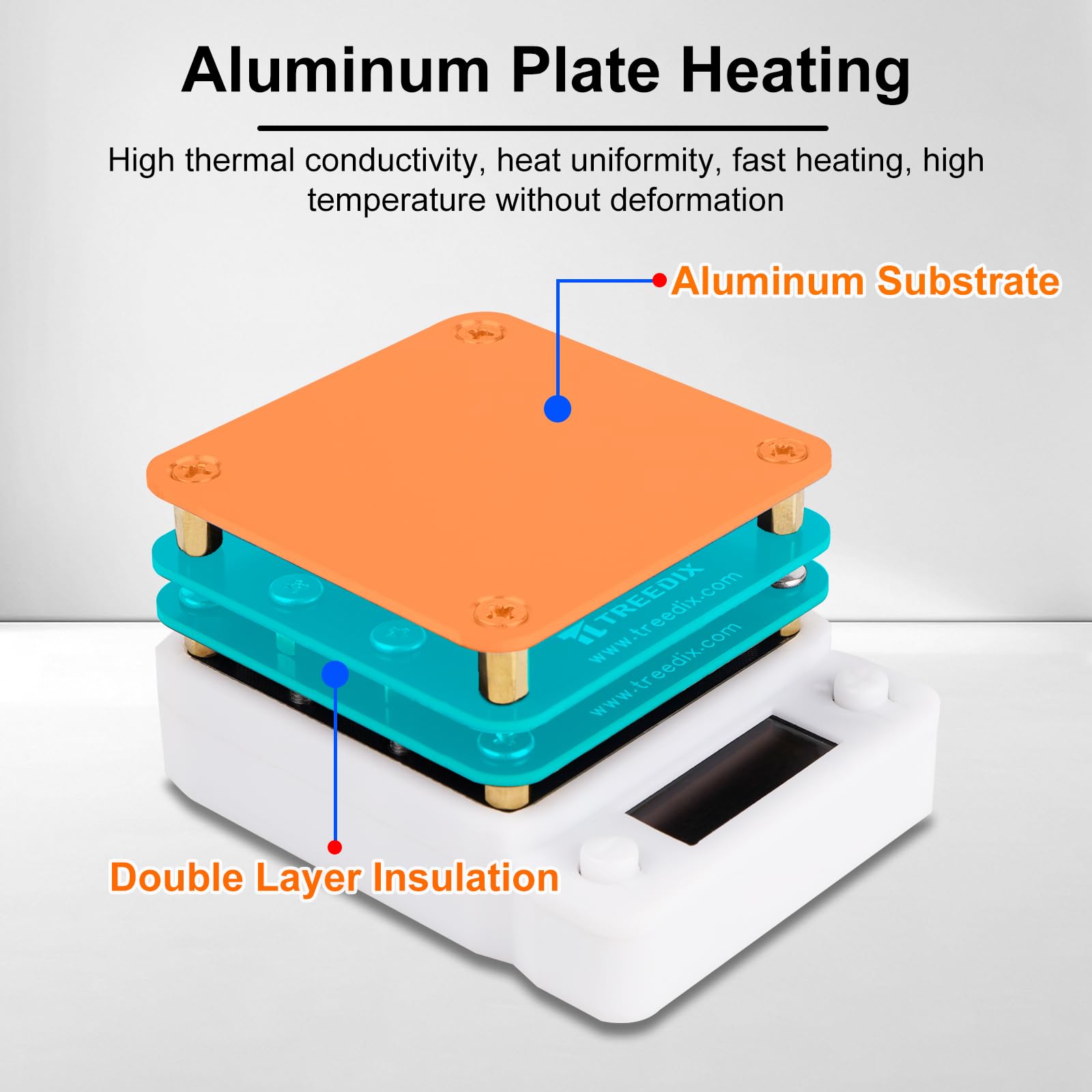 Treedix 65W 20V Soldering Hot Plate, LED Microcomputer Electric Preheat Soldering Station Welder Hot Plate,Heating Area 56×56mm, Preheat for Soldering Electronic Components Electronic Repair Lab