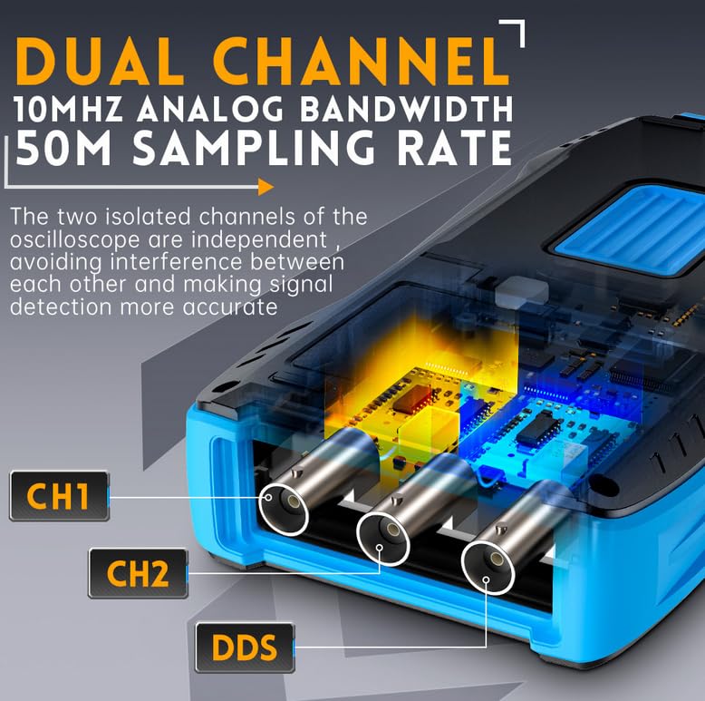 3-in-1-Hand-Digitaloszilloskop, Zweikanal-Oszilloskop, Multimeter, Oszilloskop-Funktionssignalgenerator mit integriertem verstecktem Ständer