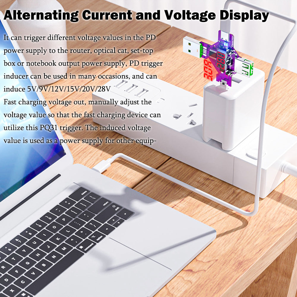 Treedix Spannung Strom Tester Multimeter PQ31 Trigger, Digitaler Spannungs- und Strommesser, PD/QC/AFC/FCP Multiprotokoll Spannungsmesser Schnellprotokoll Lade Trigger 3 Anzeigemodi mit USB auf DC5.5 Kabel