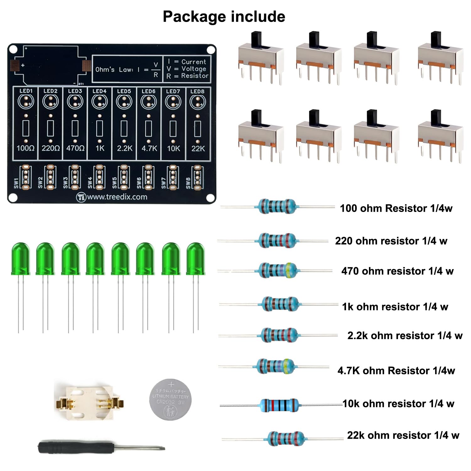 Treedix Soldering Practice Kit, DIY Electronic Project Learning Circuit Solder Board, Resistor Learning Board, Soldering Kit Projects for Learning Current and Resistance Relationship