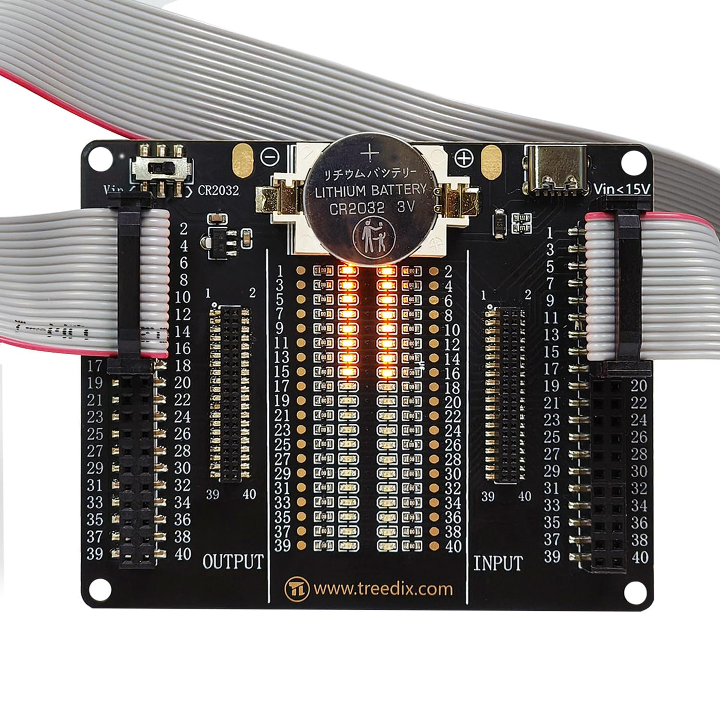 Treedix JTAG Kabel-Testerplatine, IDC-Flachbandkabel-Tester mit 20 LED-Anzeigen zur genauen Erkennung von Kurzschlüssen und Unterbrechungen, Tester für 2×20-polige 2,54 mm/1,27 mm JTAG-Kabel