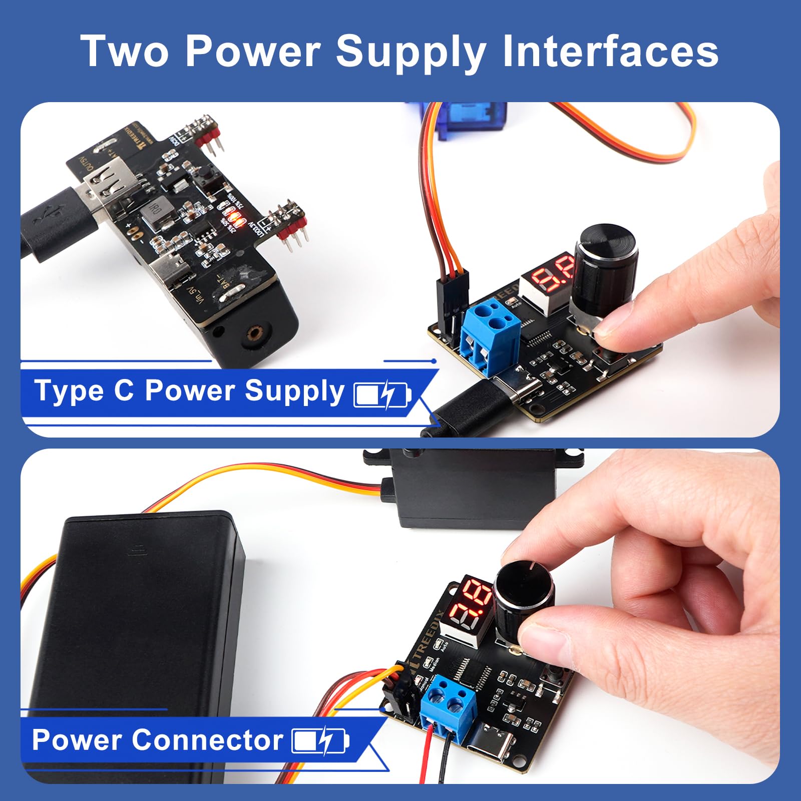 Treedix 2pcs Digital RC Servo Tester Servo Motors with Over-Current Protection 3 Control Modes 2 Display Modes DC5V-8V for RC Car Airplane Robots Mechanical Claws Tester Tool