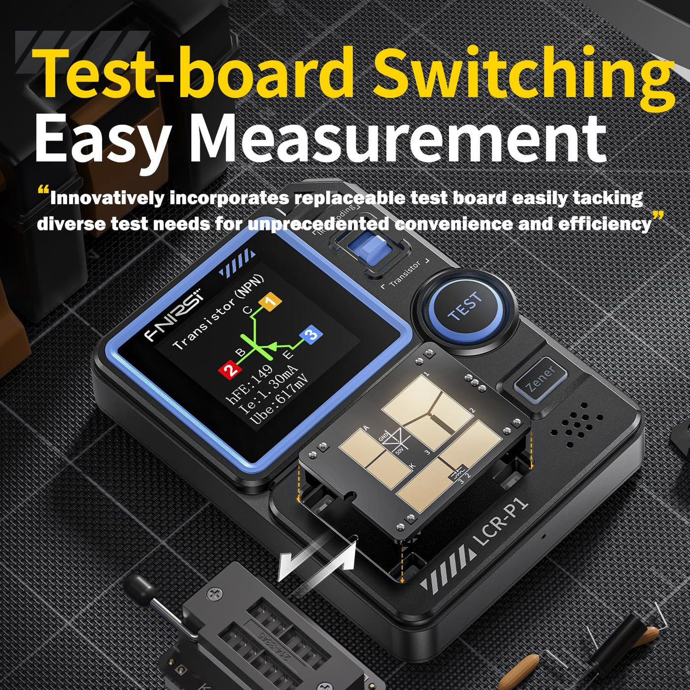 Treedix LCR-P1 Transistortester, automatische Bauteilerkennung, LCR-ESR-Messgerät, Transistormessgerät, Transistor-Kondensator-Tester zur Dekodierung von Transistor-, Dioden-, Widerstands- und Induktivitätsbauteilen, unterstützt NRC-Infrarotsignal