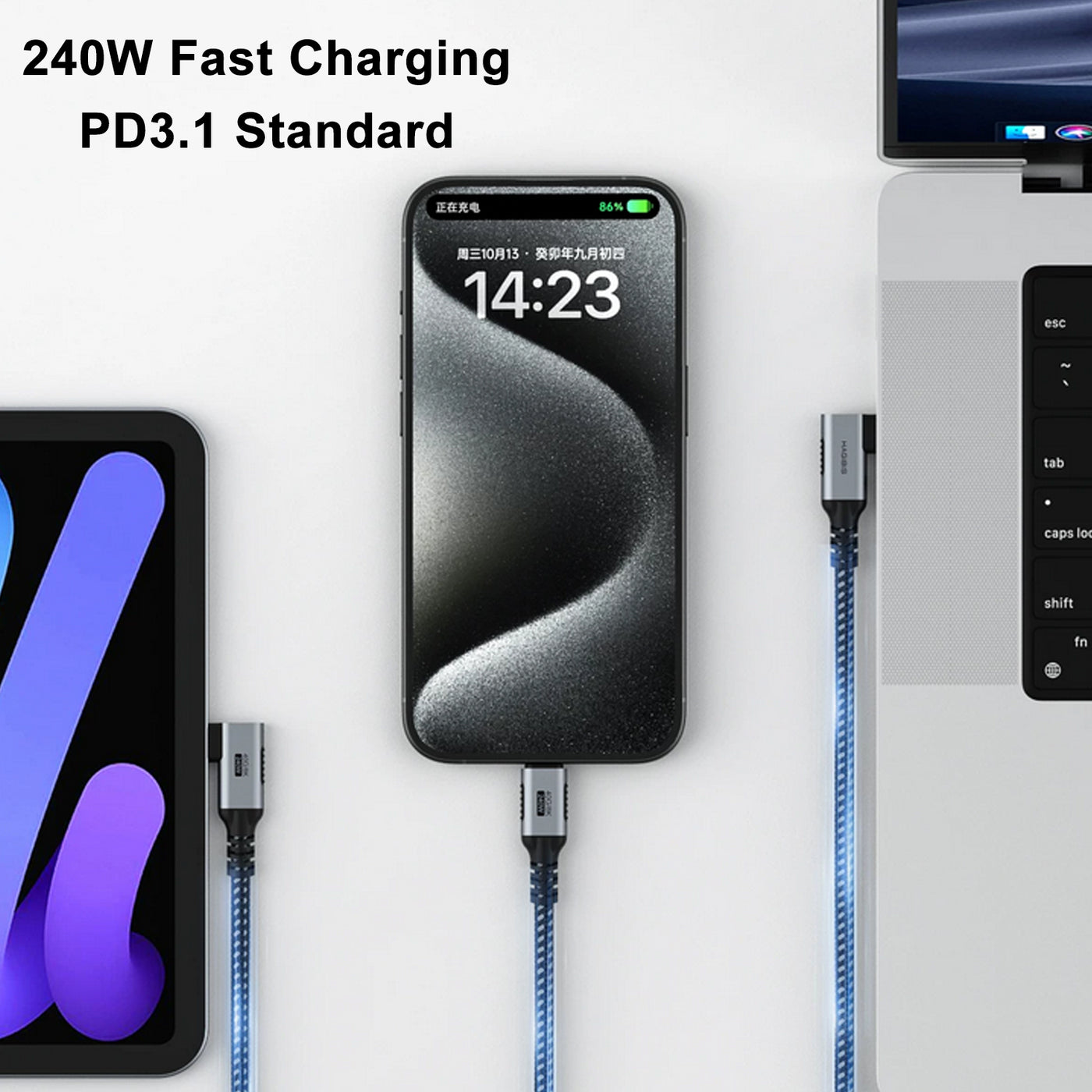 Treedix USB C Cable 1.2m, 40Gbps 8K@60Hz 240W USB4 Charging Cable, PD3.1 Fast Charge 48V/5A, High Density Braided USB C to USB C Cord Compatible with MacBook, Laptop, Tablet, Phone, Gaming Console(L-shaped)