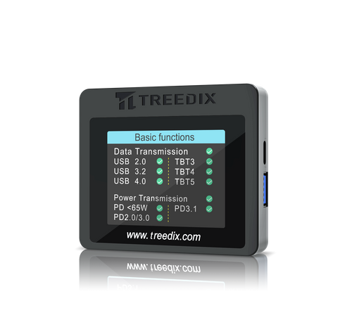 Treedix USB Cable Tester with 2.4" Color Screen for eMarker Reading, PD 3.0/3.1 Detection, Resistor and Continuity Check, Compatible with Lightning, Type-C, Micro-B 2.0/3.0, and Mini-B Cables