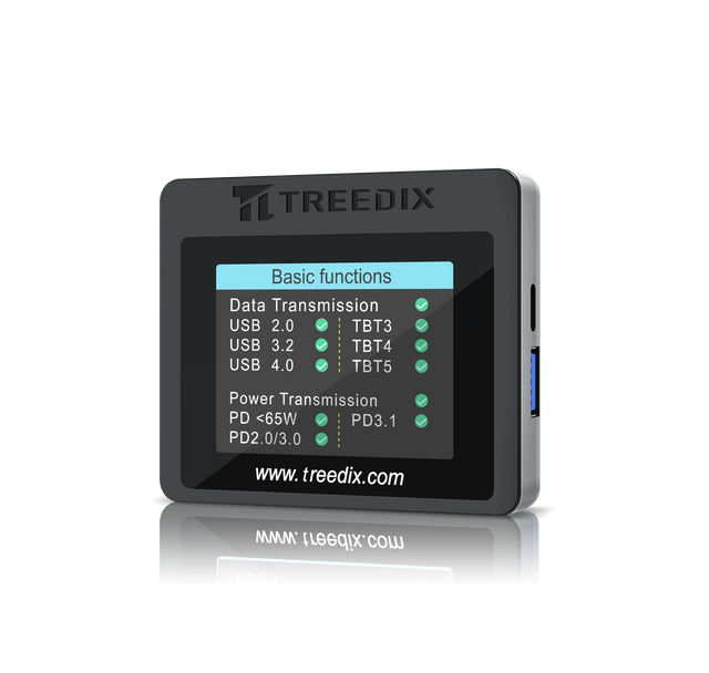 Treedix USB Cable Tester with 2.4" Color Screen for eMarker Reading, PD 3.0/3.1 Detection, Resistor and Continuity Check, Compatible with Lightning, Type-C, Micro-B 2.0/3.0, and Mini-B Cables