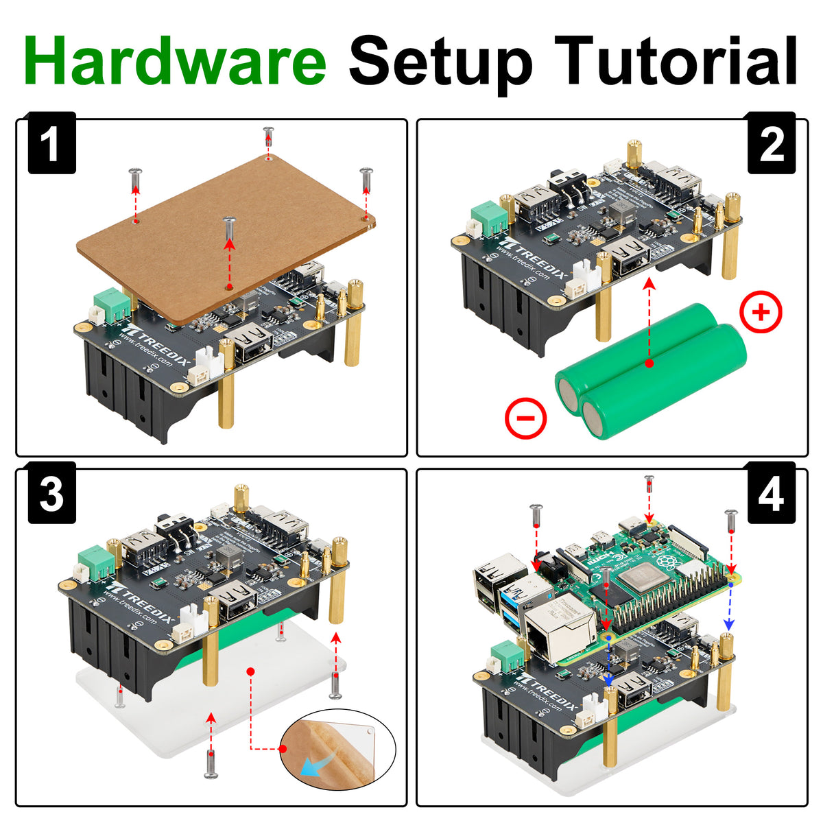 Treedix Gruppo di continuità (UPS) 5V per Raspberry Pi, carica e uscita simultanee, alimentazione tramite pin Pogo, circuito boost ad alta potenza compatibile con Raspberry Pi zero/2B/3B/3B+/4B