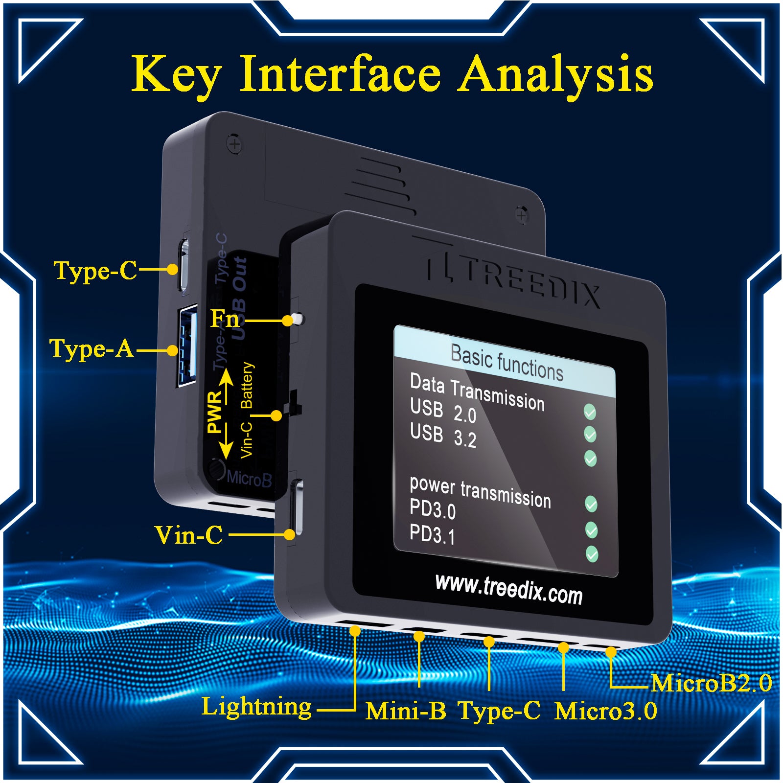 Treedix USB Cable Tester with 2.4" Color Screen for eMarker Reading, P ...