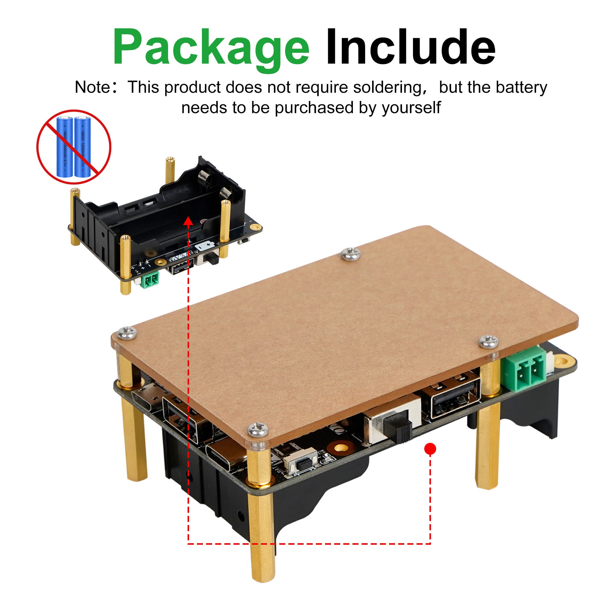 Treedix 5V Uninterruptible Power Supply for Raspberry Pi，Simultaneous Charge & Output, Provides Power Supply via Pogo Pins, High-Power Boost Circuit Compatible with Raspberry Pi zero/2B/3B/3B+/4B