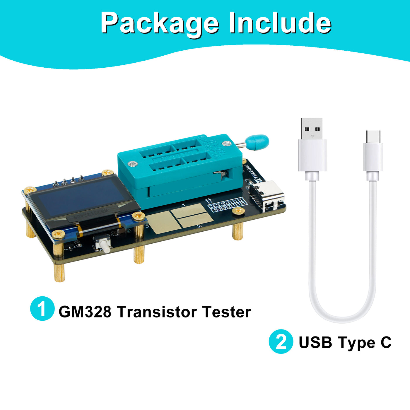 Treedix GM328 Transistor Tester – Mosfet Transistor Capacitor Tester, LCR/ESR Meter, SMD Electronic Component Tester for Diode/MOSFET/Capacitor/Resistor (PNP/NPN/Triode/Zener)