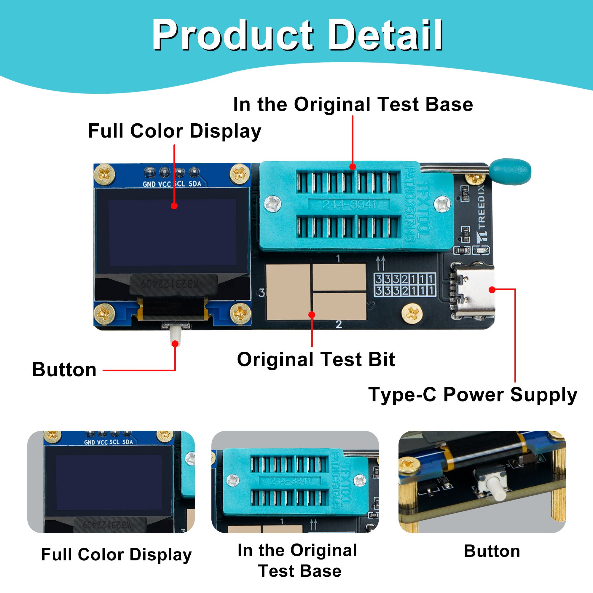 Treedix GM328 Transistor Tester – Mosfet Transistor Capacitor Tester, LCR/ESR Meter, SMD Electronic Component Tester for Diode/MOSFET/Capacitor/Resistor (PNP/NPN/Triode/Zener)