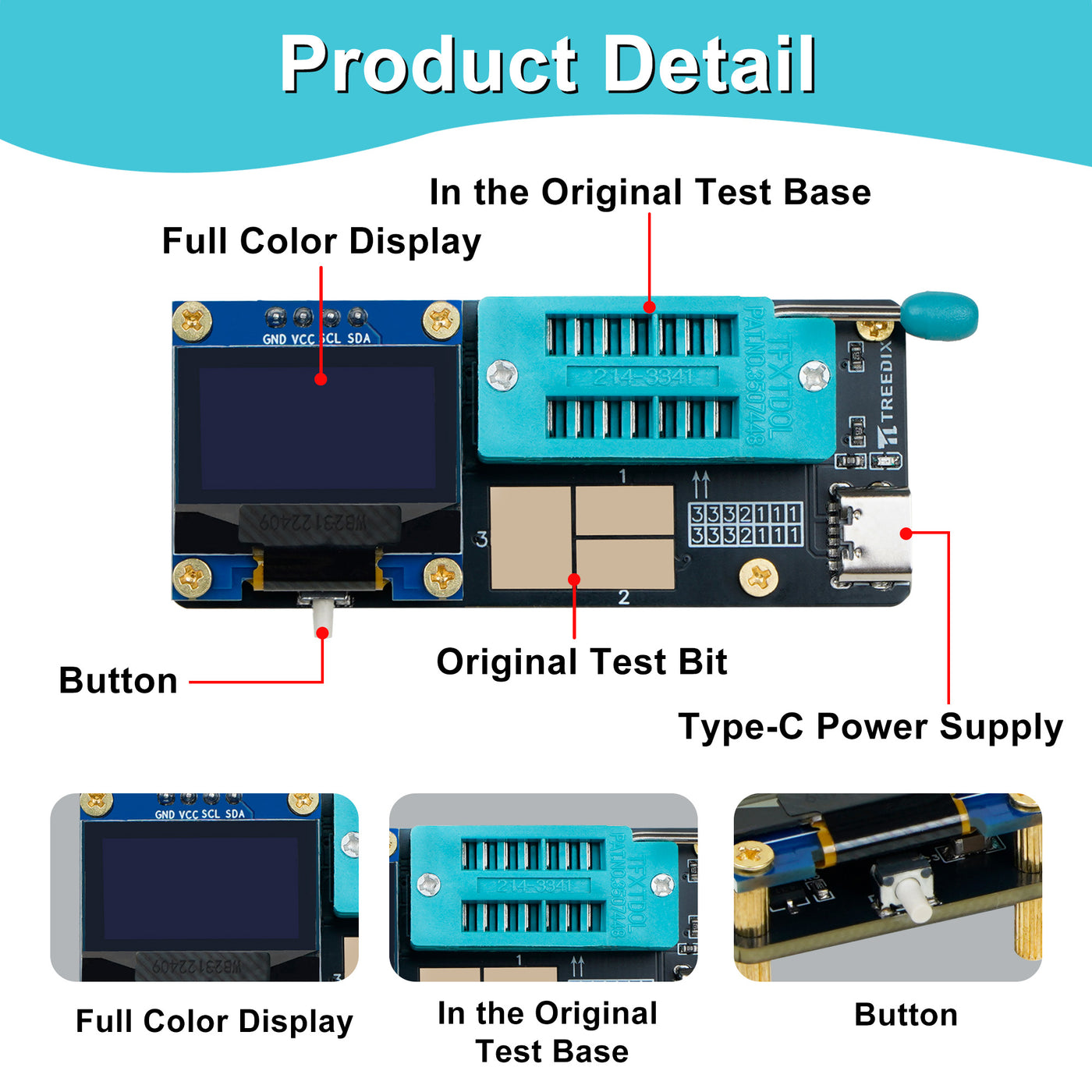 Treedix GM328 Transistor Tester – Mosfet Transistor Capacitor Tester, LCR/ESR Meter, SMD Electronic Component Tester for Diode/MOSFET/Capacitor/Resistor (PNP/NPN/Triode/Zener)